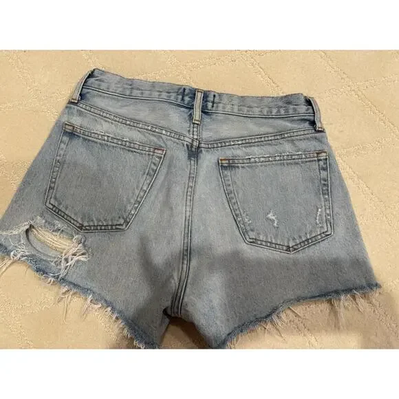 AGOLDE Shorts Womens 27 Parker Vintage Cut Off Blue Denim Distressed Button Fly - Picture 3 of 5